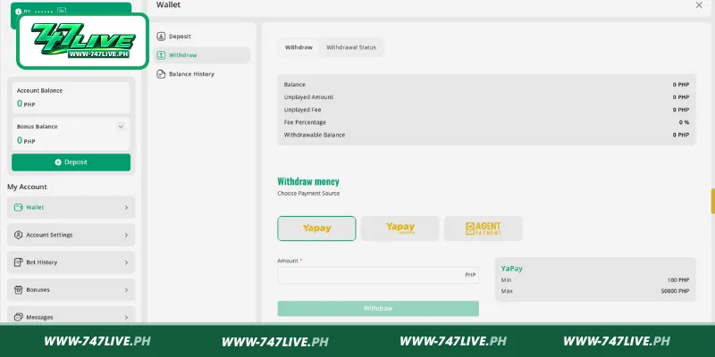 Steps to Complete a Withdraw 747LIVE Steps to Complete a Withdraw 747LIVE